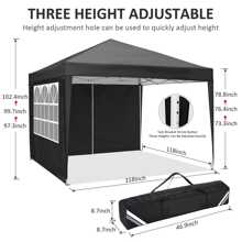 CAROMA Carpas cenadores plegable impermeable de 3 x 3 pulgadas con 4 paneles laterales, para exteriores, plegable, con protección UV estable, más de 50 unidades, para jardín, fiestas, bodas y mercados