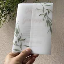 20 piezas de envoltura de velo verde de eucalipto adecuada para una invitación de boda de 5 x 7, invitación DIY, chaqueta de velo, portada de velo para la invitación, regalos de cumpleaños de verano, útiles escolares, decoración de habitación - Verde 2 - Ver 4