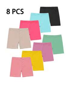 Toddle Girls 8-Pack High Stretch Snug Fit Leggings Solid Color Shorts Heather Set For Everyday Wear And Exercise