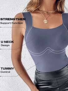 ChicMe ContourX U Neck Shapewear Built-In Bra Tank High Strechy Sleeveless Slim Fit Tops Camisole