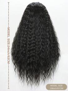SALLYWELL Peluca con encaje frontal de 13*4 pulgadas, peluca negra con encaje frontal, peluca larga de rizos profundos, peluca sintética sin pegamento resistente al calor con encaje de color, con cabello bebé, con mechones negros y grises, peluca rizada suelta y colorida de 24 pulgadas para mujeres