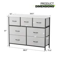 7-Tier Drawers Dresser Fabric Chest Storage Rustic Bedroom Organizer Furniture