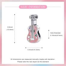 Easvnya 1pc Fashion Silver-Plated Guitar Charm, 3D Design Elegant & Chic, Suitable For Bracelet & Necklace Accessories, Perfect Jewelry Gift For Birthdays & Holidays