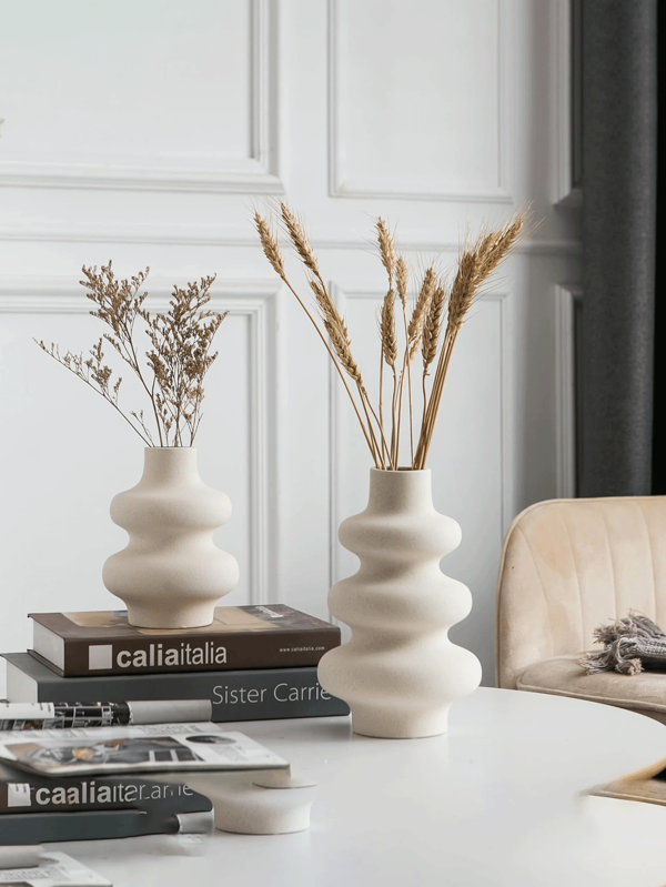 1 Piece Of Nordic Ins Circle Design Ceramic Vase Home Decoration, Creative Home Living Room TV Cabinet Porch Flower Arrangement Decoration Ornaments Gifts Birthday Graduation