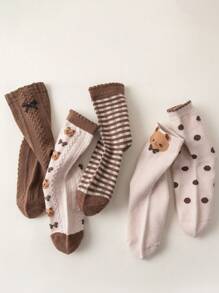 5 pares de lindos calcetines casuales para niños y niñas de 1 a 16 años, adecuados para primavera, otoño y verano, aptos para estudiantes, adolescentes y niñas pequeñas - Multicolor - Ver 7