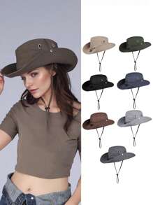 1 pièce Chapeau de seau femme chapeau de cow-boy unisexe chapeaux de soleil réglable profil bas non structuré couleur unie pour hommes femmes pour voyages extérieurs cadeaux