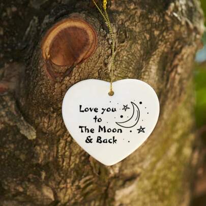 1PC Love You To The Moon And Back, Anniversary Couple Gift, Gift For Loved One, Girlfriend Gift, Ceramic Ornament Keepsake Gift,  Gifts Birthday Graduation
