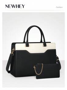 NEWHEY Laptop Bag For Women 15.6 Inch Laptop Tote Bag Waterproof Leather Work Bag Lightweight Laptop Briefcase Professional Women Business Office Bag Travel Handbag Shoulder Bag - Multicolor - View 3