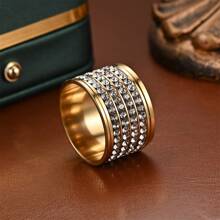 1pc Men's Domineering Knuckle Ring With Imitation Zirconia Stainless Steel Ring, Suitable For Daily Wear, Gift For Party, Holiday, Birthday, Anniversary