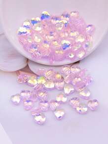 24pcs 8mm Iridescent Glass Crystal Heart-Shaped Beads, Faceted Heart Loose Beads For Necklace, Bracelet, DIY Jewelry Craft, Clothing And Gift Accessory