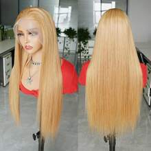 30 Inch Honey Blonde Wig Human Hair 13x6 Straight Honey Blonde HD Lace Front Human Hair Wig 180% Density Colored Wigs Human Hair 27# Glueless Lace Frontal Wigs - Gold - View 8