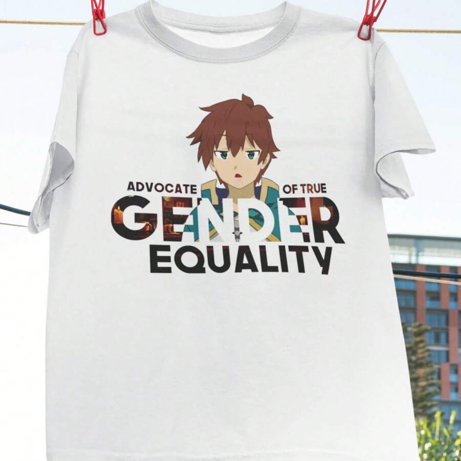 Konosuba Kazuma Advocate Of True Gender Equality T Shirt Satou Anime Manga Japanese Light Novel.Jpg - White - View 1