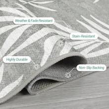 Area Rug 5"X 8"  8" X 10" 9" X 12"Outdoor Indoor Rug Modern Leaves Pattern Outdoor Patio Rug Mat Low Pile Non-Shedding High Traffic Rug Easy Care Floor Carpet For Bedroom Living Room Porch Backyard - Light Grey - View 5