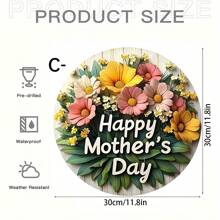 1 Señal de madera con diseño de corazón "Feliz Día de la Madre", patrón floral rojo, decoración rústica de pared para el hogar y el jardín, ideal para el Día de la Madre, cumpleaños y aniversarios, sin necesidad de electricidad