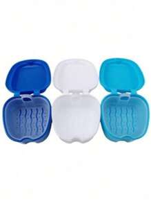 3pcs Denture Bath Case Cup Box Holder Storage Soak Container With Strainer Basket For Travel Cleaning