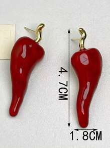 1 Pair Unique Eccentric Red Chili Pepper Dangle Earrings, Fashion Statement Jewelry