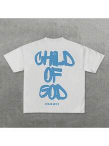 Y2KCHILD OF GOD- Graphic Print - Men's 100% Cotton Crew - Neck Short - Sleeve T - Shirt - Casual Loose - Fitting Top, Unisex - 白色 - 查看 1