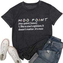 It's A Moo Point T Shirt Women Funny Friends TV Show Shirts Short Sve Crew Neck T-Shirt Tee Top - màu đen - Xem 1