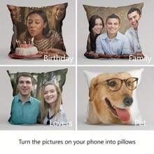 1 pièce Taie d'oreiller photo personnalisable DIY - Housse de coussin avec image personnalisée, convient aux couples, amis et amateurs d'animaux de compagnie - Polyester durable, tissu ultra doux, blanc - Cadeau parfait pour l'anniversaire et la décoration d'intérieur, Housse de coussin personnalisée, Imprimez le cadeau Taie d'oreiller