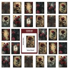 20sheets Thorny Bloody Rose -Etori Material Paper Dancing In The Dark Series Retro Dark Style Theme Handbook Decorative Base, Non-Sticky Material Decorative Paper