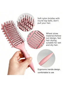 Defining Curl Wet Curly Hair Brush, Soft Bristles Hairbrush With Prongs, Detangling Brushes Reduce Hair Pulling & Curl Separation, Round Detangler, Shaping And Styling Tools For Women Men Girls,Hair Brush,Comb,Hair Tools,Hair Products And Accessories For Barber Salon Beauty Travel Essentials