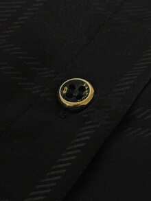 Black Striped Embossed Detail Casual Shirt For Men, European Style - Black - View 6