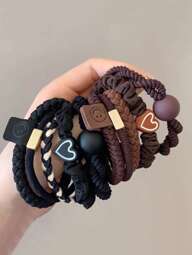 10 ชิ้น/5 ชิ้น ยางรัดผมหลากสี ความยืดหยุ่นสูง ไม่ทำให้ผมเสีย เหมาะสำหรับผมหางม้าสูง ทนทานยาวนาน เครื่องประดับผม เชือกผูกผม ยางมัดผม