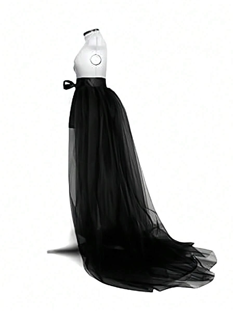 1 chiếc váy xòe bằng vải tuyn, hàng mới về theo phong cách Châu Âu & Mỹ, váy đuôi dài buộc eo, màu đen/trắng/màu ngà, trang phục mùa thu dành cho nữ