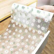 1pc Daisy Printed Drawer Moisture-Proof Mat For Kitchen Cabinet, Table, Multi-Size Cuttable EVA Material, Easy To Clean, Non-Slip Waterproof Oil-Proof Dust-Proof Household Liner Paper, Suitable For Refrigerator, Kitchen Shelf, Food Storage Room, Desk, Cabinet, Shoe Cabinet, Wardrobe, Tabletop For School,Office,Household,Travel