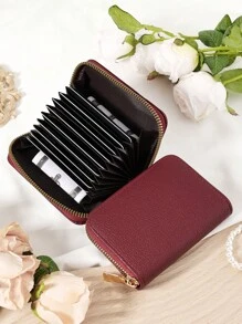 Burgundy Bag Charry Red Bag Wine Red Bag,Stylish Women's Short Wallet With Zipper Closure, Multi-Card Slots For Credit Card And Coin Storage, Compact And Portable Design Perfect For Travel, Work, And Daily Use, Ideal Gift For Girlfriend, Mother, Or Teacher, Fashionable And Minimalist Style - Burgundy - View 7