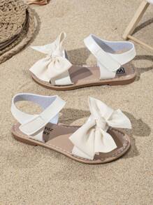 Girls' Summer Sandals, Butterfly Decor, Round Toe Flat Open Toe, Children's Princess Roman Shoes, Suitable For Casual Vacation, Beach Shoes