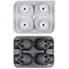 Molde de cubitos de hielo en forma de calavera 3D grande, molde de hielo redondo para whisky con tapa para bebedores de whisky, bartenders, intercambios de regalos, entusiastas del bar en el hogar y regalos festivos
