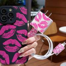 Funda protectora con diseño de lápiz labial de dibujos animados sexy, compatible con iPhone y cargadores de 18-20W para evitar roturas