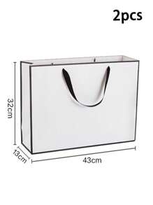 1pc/2pcs White Card Paper Bags, Gift Bags, White Paper Shopping Bags For Clothing Stores, Jewelry And Beauty Packaging, Large Size Gift Wrapping Paper Bags