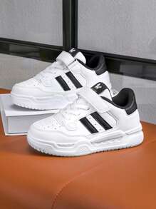 Kids Unisex White Casual Sneakers, Children's Canvas Shoes, Student Athletic Outdoor Running Shoes, Non-Slip , Suitable For All Seasons