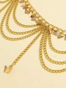 1PC Girls Cute Star Chain Tassel Butterfly Body Chain Fashion New Faux Pearl Waist Chain Birthday Gift - Multicolor - View 4