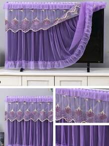 电视罩/窗帘，悬挂式蕾丝电视防尘罩，适合液晶电视/电脑显示器，开机时请勿取下 - 彩色 - 查看 4