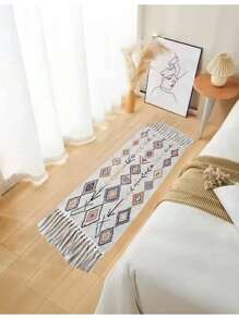 1pc Polyester- Tasseled Rug, Boho Style, Handmade Vintage Classical Carpet, High-End Living Room/Bedroom Rug, Multifunctional Sofa/Coffee Table Mat - Multicolor - View 12