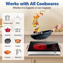 3500W Electric Ceramic Stove, Portable Induction Cooktop Burner Countertop Cooktop, Cooker Hot Plate Furnace - Black - View 2