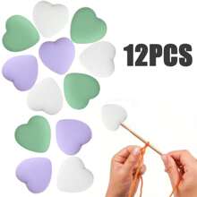 6-16pcs Silicone Heart-Shaped Knitting Needle Protectors, Knitting Accessories And Supplies For Beginners, DIY Crafts, Knitting And Crochet Tools, Needle Tip Covers In Lavender Purple, White, Grass Green, Cream, Rose Pink, Turquoise Blue - Multicolor - View 15