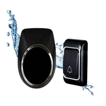 Campainha Preta Residencial Sem Fio Resistente Água 100 Metros Casa Moradia Moderna