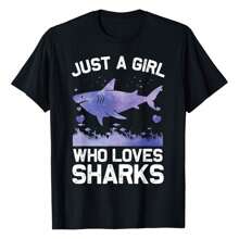 Cool Shark For Women Girls Kids Shark Whale Shark Lover Flattering Plus Size T-Shirt For Women – Elegant And Comfortable, Perfect For Any Occasion - 黑色 - 查看 1