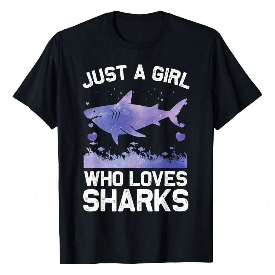 Cool Shark For Women Girls Kids Shark Whale Shark Lover Flattering Plus Size T-Shirt For Women – Elegant And Comfortable, Perfect For Any Occasion - 黑色 - 查看 1