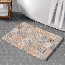 1 pieza Felpudo para el hogar, habitación, baño, antideslizante, para decoración de cocina, juego de baño, superficie suave y mullida, alfombra anti-fatiga, estampado floral geométrico vintage, estilo bohemio y minimalista clásico, cómodo, alivia la fatiga de los pies, regalo de San Valentín para mujer, cumpleaños, novio, novia, decoración de baño, alfombra de piso, alfombra de exterior, felpudo de puerta, accesorios de baño de verano, de vuelta a la escuela