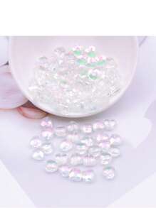 24pcs 8mm Iridescent Glass Crystal Heart-Shaped Beads, Faceted Heart Loose Beads For Necklace, Bracelet, DIY Jewelry Craft, Clothing And Gift Accessory