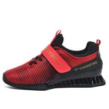 Men's Professional Non-Slip Weightlifting Shoes, Bracing High-Top Squat Deadlift Sneakers With Hook And Loop Strap