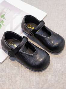 1 par enkla och trendiga enfärgade platta skor för flickor, vår/sommar - Svart - Visa 3