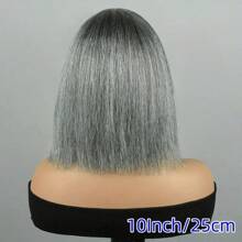 Mixed Gray Human Hair Bob Wigs With Bangs Full Machine Made Wigs For Woman Grey Pixie Cut Human Hair Wigs Pixie Cut Wigs With Bangs