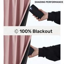 2pcs 100% Blackout Solid Color Curtains, Rod Pocket Hanging Style, Polyester Material With Lining, Darkens Indoor Spaces, Modern Minimalist Design, Suitable For Bedroom, Living Room, Balcony, Study, Garden, Etc. - Pink - View 4