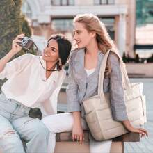 1 件柔软绗缝手提包，女士手提单肩包，时尚简约设计，适合旅行、存储、珠宝、化妆品、整理